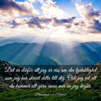 Picture 03 - Filemonbrevet 1:21 SV1917 - Det är därför att jag är viss om din - Bible Verse Picture