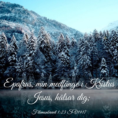 Picture 03 - Filemonbrevet 1:23 SV1917 - Epafras, min medfånge i Kristus Jesus, hälsar - Bible Verse Picture