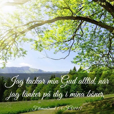 Picture 03 - Filemonbrevet 1:4 SV1917 - Jag tackar min Gud alltid, när jag tänker på - Bible Verse Picture