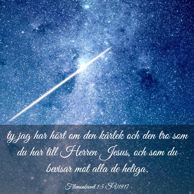 Picture 03 - Filemonbrevet 1:5 SV1917 - ty jag har hört om den kärlek och den tro som - Bible Verse Picture