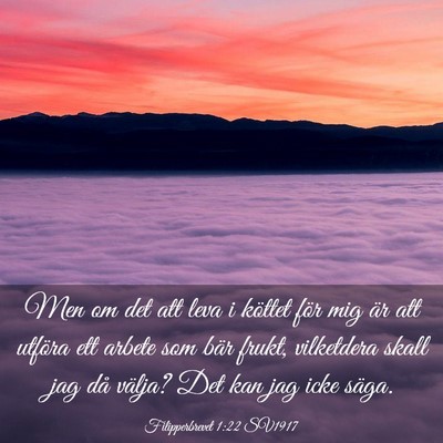 Picture 03 - Filipperbrevet 1:22 SV1917 - Men om det att leva i köttet för mig är att - Bible Verse Picture