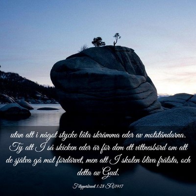 Picture 03 - Filipperbrevet 1:28 SV1917 - utan att i något stycke låta skrämma eder av - Bible Verse Picture