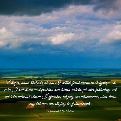 Picture 03 - Filipperbrevet 2:12 SV1917 - Därför, mina älskade, såsom I alltid förut - Bible Verse Picture