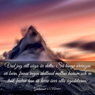 Picture 03 - Galaterbrevet 4:1 SV1917 - Vad jag vill säga är detta: Så länge arvingen - Bible Verse Picture