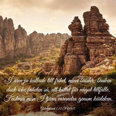 Picture 03 - Galaterbrevet 5:13 SV1917 - I ären ju kallade till frihet, mina bröder; - Bible Verse Picture