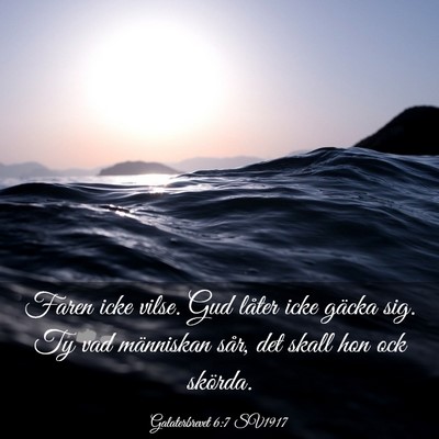 Picture 03 - Galaterbrevet 6:7 SV1917 - Faren icke vilse. Gud låter icke gäcka sig. Ty - Bible Verse Picture