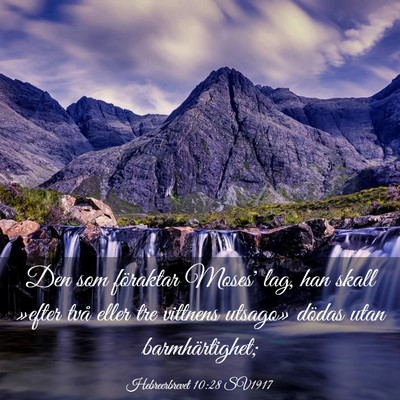 Picture 03 - Hebreerbrevet 10:28 SV1917 - Den som föraktar Moses' lag, han skall »efter - Bible Verse Picture