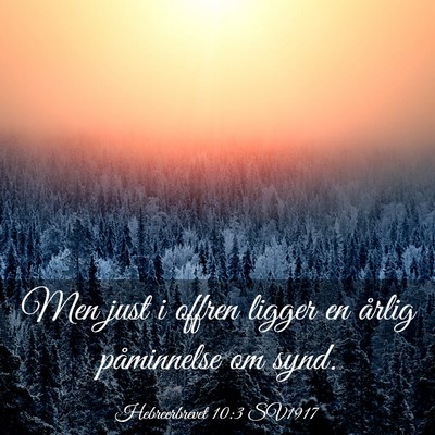 Picture 03 - Hebreerbrevet 10:3 SV1917 - Men just i offren ligger en årlig påminnelse om - Bible Verse Picture
