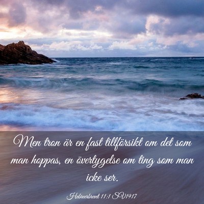 Picture 03 - Hebreerbrevet 11:1 SV1917 - Men tron är en fast tillförsikt om det som man - Bible Verse Picture