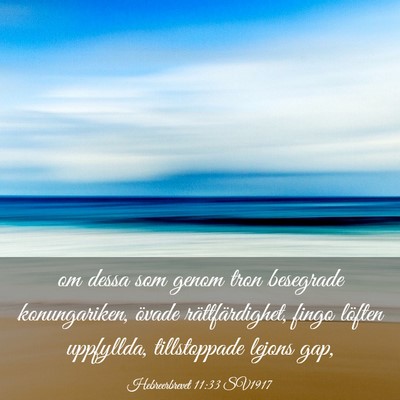 Picture 03 - Hebreerbrevet 11:33 SV1917 - om dessa som genom tron besegrade konungariken, - Bible Verse Picture