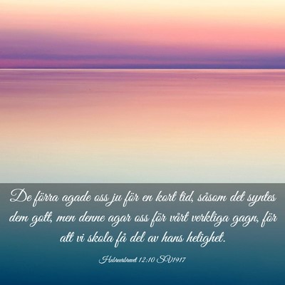 Picture 03 - Hebreerbrevet 12:10 SV1917 - De förra agade oss ju för en kort tid, såsom - Bible Verse Picture