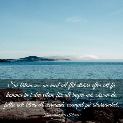 Picture 03 - Hebreerbrevet 4:11 SV1917 - Så låtom oss nu med all flit sträva efter att - Bible Verse Picture