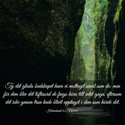 Picture 03 - Hebreerbrevet 4:2 SV1917 - Ty det glada budskapet hava vi mottagit såväl - Bible Verse Picture