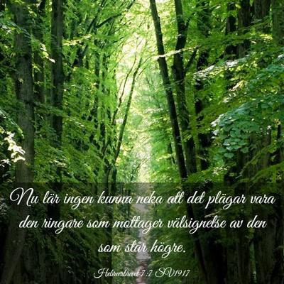 Picture 03 - Hebreerbrevet 7:7 SV1917 - Nu lär ingen kunna neka att det plägar vara den - Bible Verse Picture