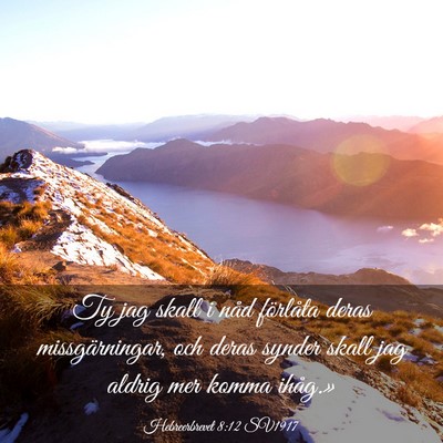 Picture 03 - Hebreerbrevet 8:12 SV1917 - Ty jag skall i nåd förlåta deras - Bible Verse Picture