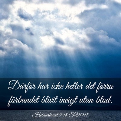 Picture 03 - Hebreerbrevet 9:18 SV1917 - Därför har icke heller det förra förbundet - Bible Verse Picture