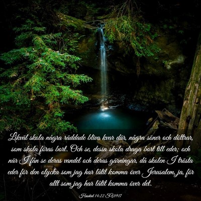 Picture 03 - Hesekiel 14:22 SV1917 - Likväl skola några räddade bliva kvar där, - Bible Verse Picture