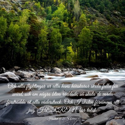 Picture 03 - Hesekiel 17:21 SV1917 - Och alla flyktingar ur alla hans härskaror skola - Bible Verse Picture