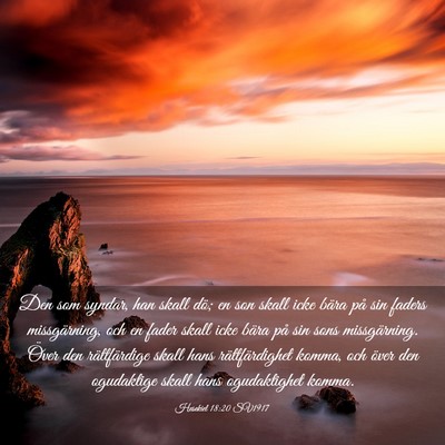 Picture 03 - Hesekiel 18:20 SV1917 - Den som syndar, han skall dö; en son skall icke - Bible Verse Picture