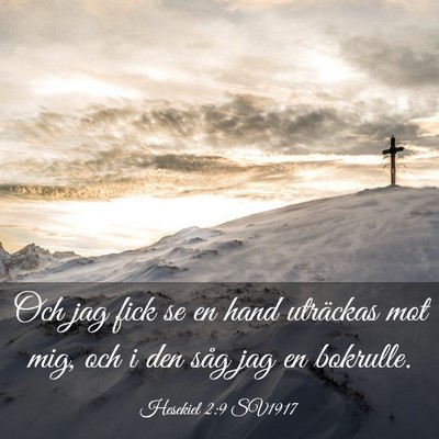Picture 03 - Hesekiel 2:9 SV1917 - Och jag fick se en hand uträckas mot mig, och i - Bible Verse Picture