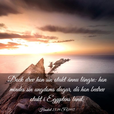 Picture 03 - Hesekiel 23:19 SV1917 - Dock drev hon sin otukt ännu längre: hon mindes - Bible Verse Picture