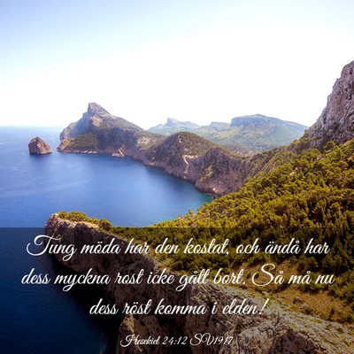 Picture 03 - Hesekiel 24:12 SV1917 - Tung möda har den kostat, och ändå har dess - Bible Verse Picture