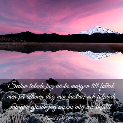Picture 03 - Hesekiel 24:18 SV1917 - Sedan talade jag nästa morgon till folket, men - Bible Verse Picture