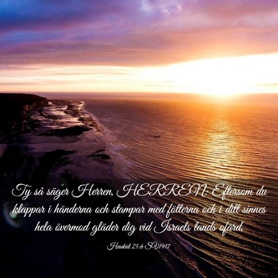 Picture 03 - Hesekiel 25:6 SV1917 - Ty så säger Herren, HERREN: Eftersom du klappar - Bible Verse Picture