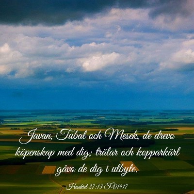 Picture 03 - Hesekiel 27:13 SV1917 - Javan, Tubal och Mesek, de drevo köpenskap med - Bible Verse Picture