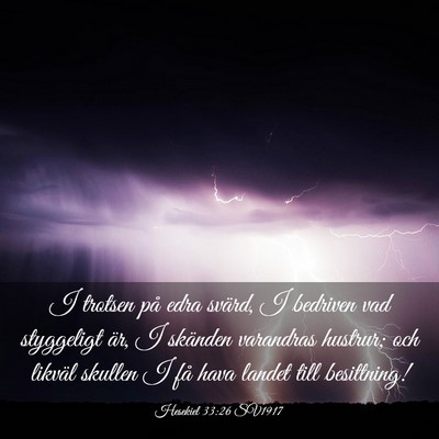 Picture 03 - Hesekiel 33:26 SV1917 - I trotsen på edra svärd, I bedriven vad - Bible Verse Picture