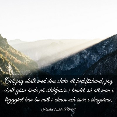 Picture 03 - Hesekiel 34:25 SV1917 - Och jag skall med dem sluta ett fridsförbund; - Bible Verse Picture