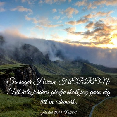 Picture 03 - Hesekiel 35:14 SV1917 - Så säger Herren, HERREN: Till hela jordens - Bible Verse Picture