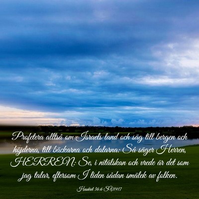 Picture 03 - Hesekiel 36:6 SV1917 - Profetera alltså om Israels land och säg till - Bible Verse Picture