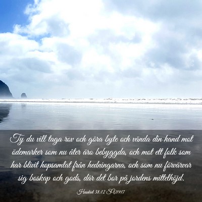 Picture 03 - Hesekiel 38:12 SV1917 - Ty du vill taga rov och göra byte och vända din - Bible Verse Picture