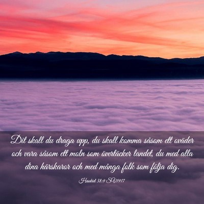 Picture 03 - Hesekiel 38:9 SV1917 - Dit skall du draga upp, du skall komma såsom ett - Bible Verse Picture