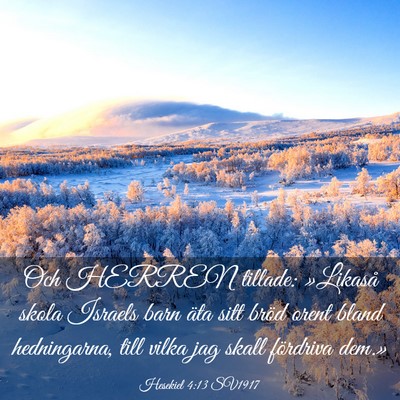 Picture 03 - Hesekiel 4:13 SV1917 - Och HERREN tillade: »Likaså skola Israels barn - Bible Verse Picture