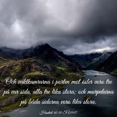 Picture 03 - Hesekiel 40:10 SV1917 - Och vaktkamrarna i porten mot öster voro tre på - Bible Verse Picture