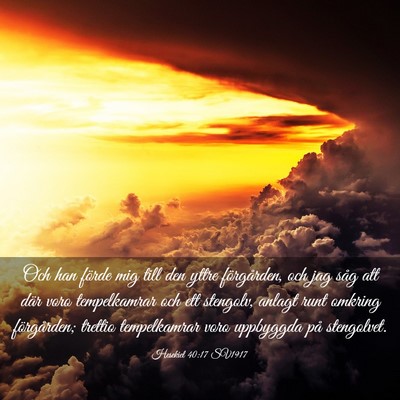 Picture 03 - Hesekiel 40:17 SV1917 - Och han förde mig till den yttre förgården, - Bible Verse Picture