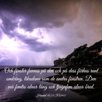 Picture 03 - Hesekiel 40:25 SV1917 - Och fönster funnos på den och på dess förhus - Bible Verse Picture