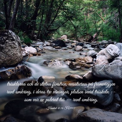 Picture 03 - Hesekiel 41:16 SV1917 - trösklarna och de slutna fönstren, avsatserna - Bible Verse Picture