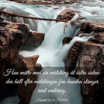 Picture 03 - Hesekiel 42:16 SV1917 - Han mätte med sin mätstång åt östra sidan: - Bible Verse Picture