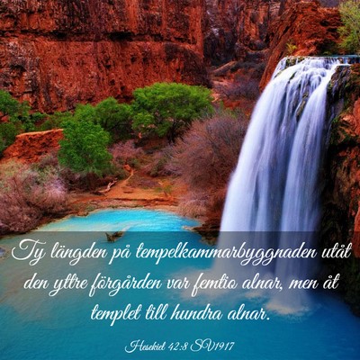 Picture 03 - Hesekiel 42:8 SV1917 - Ty längden på tempelkammarbyggnaden utåt den - Bible Verse Picture