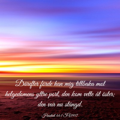Picture 03 - Hesekiel 44:1 SV1917 - Därefter förde han mig tillbaka mot helgedomens - Bible Verse Picture