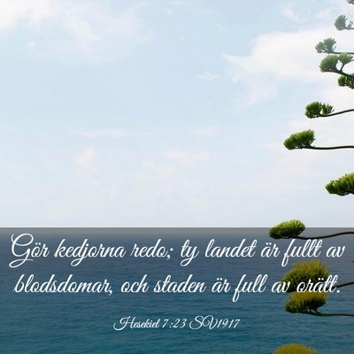 Picture 03 - Hesekiel 7:23 SV1917 - Gör kedjorna redo; ty landet är fullt av - Bible Verse Picture