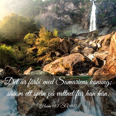 Picture 03 - Hosea 10:7 SV1917 - Det är förbi med Samariens konung; såsom ett - Bible Verse Picture
