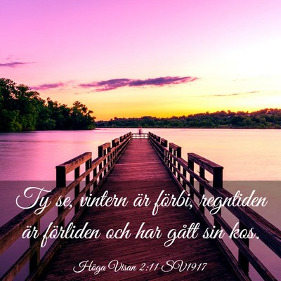 Picture 03 - Höga Visan 2:11 SV1917 - Ty se, vintern är förbi, regntiden är - Bible Verse Picture