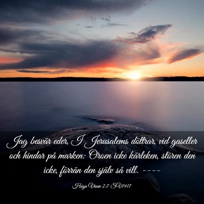Picture 03 - Höga Visan 2:7 SV1917 - Jag besvär eder, I Jerusalems döttrar, vid - Bible Verse Picture