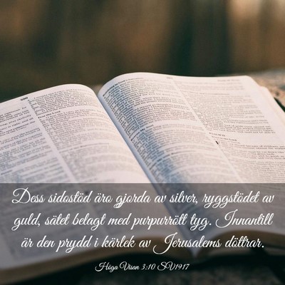 Picture 03 - Höga Visan 3:10 SV1917 - Dess sidostöd äro gjorda av silver, ryggstödet - Bible Verse Picture