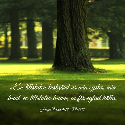Picture 03 - Höga Visan 4:12 SV1917 - »En tillsluten lustgård är min syster, min - Bible Verse Picture