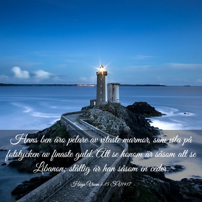 Picture 03 - Höga Visan 5:15 SV1917 - Hans ben äro pelare av vitaste marmor, som vila - Bible Verse Picture